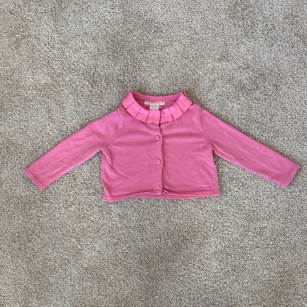 Janie and Jack Pink Button Down Shirt with Ruffled Collar